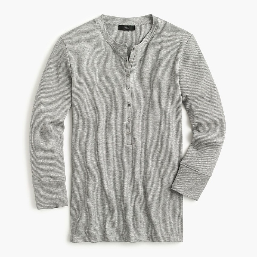 J. Crew Ribbed henley with three-quarter sleeves
